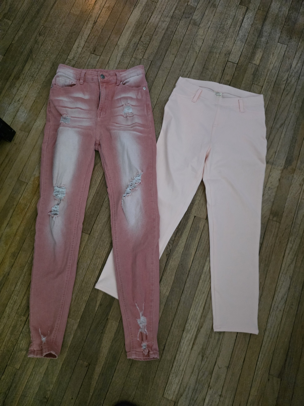 Faded Glory Pale Pink Pants/Jeggings & Shein Pink Distressed Skinny Jeans